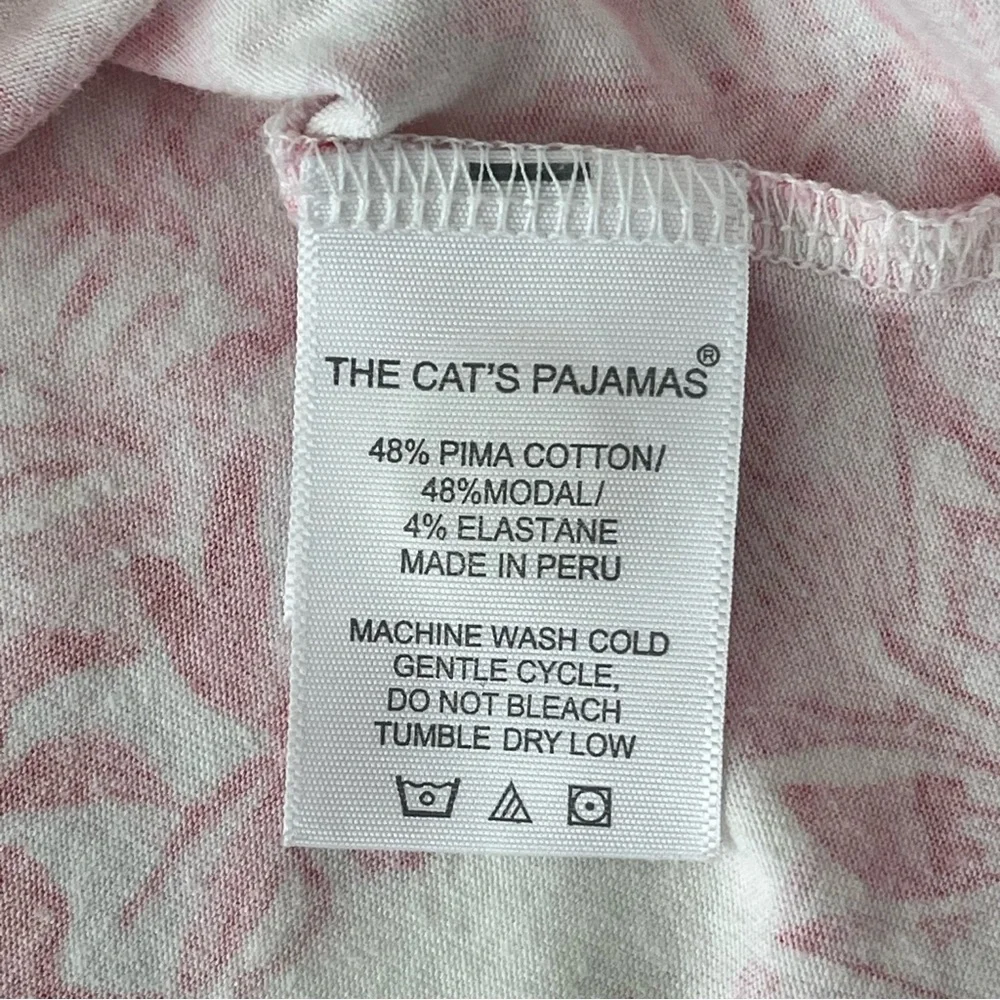 The Cat’s Pajamas Palm Grove Toile Pink Pima Knit Pajama Set Size M Vacationcore - Picture 8 of 15